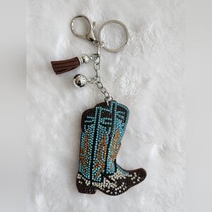 Cowboy Boots Cowgirl Boots Keychain with Tassel Bag Charm